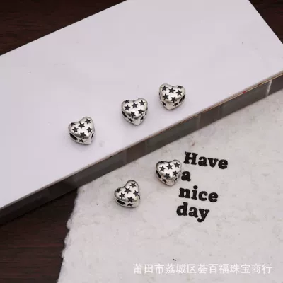 pure silver heart-shaped 3D spacer: Zərgərlik ara hissələri
