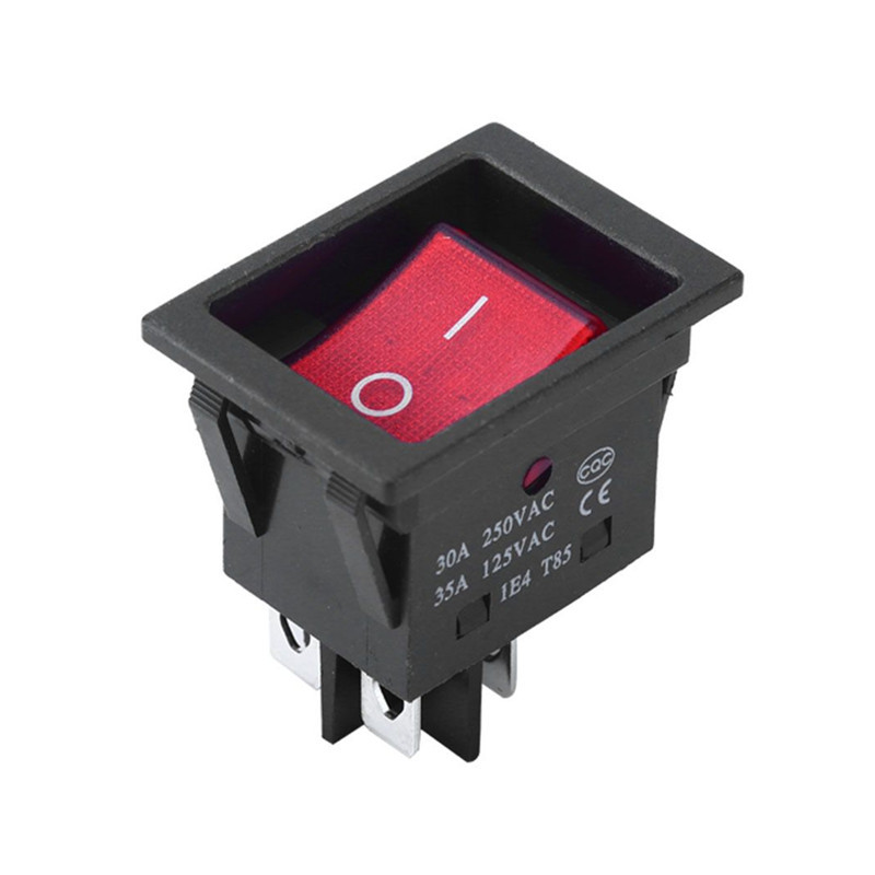 大电流电暖桌开关 凹型红色带灯 4脚2档 30A 250VAC