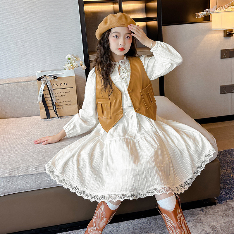 노란색 [하이 퀄리티 가죽 조끼]]