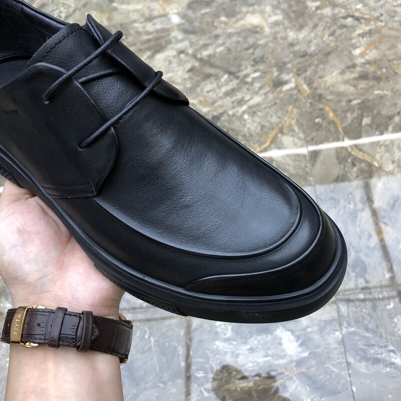 真皮休闲皮鞋男款黑色系带百搭软底正装英伦乐福鞋子男士商务男鞋|undefined