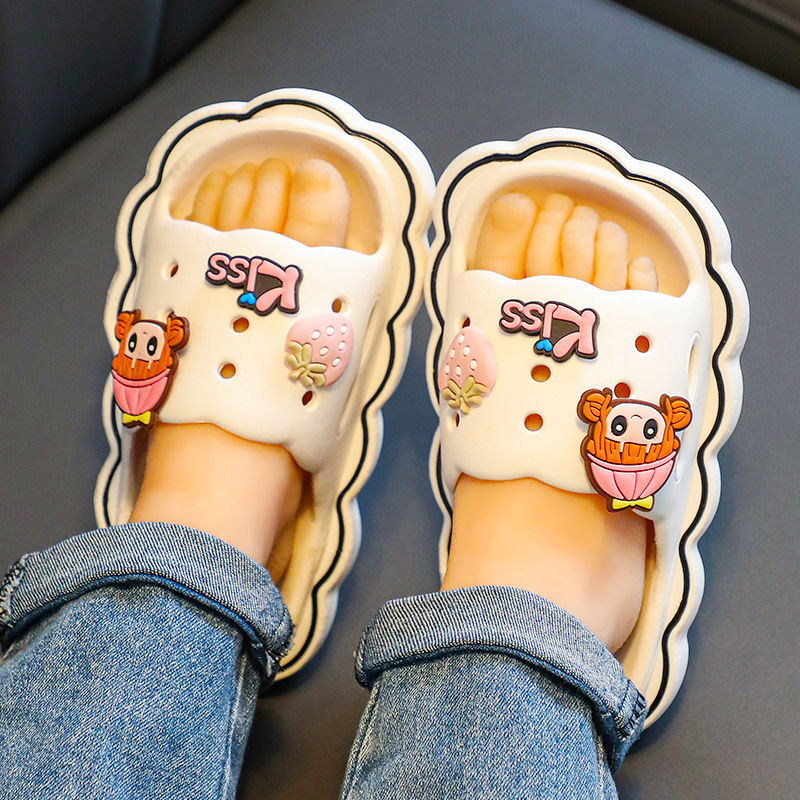 Zapatillas de padres e hijos de dibujos animados de verano para niñas nuevas zapatillas antideslizantes de Interior de fondo suave para niños en casa