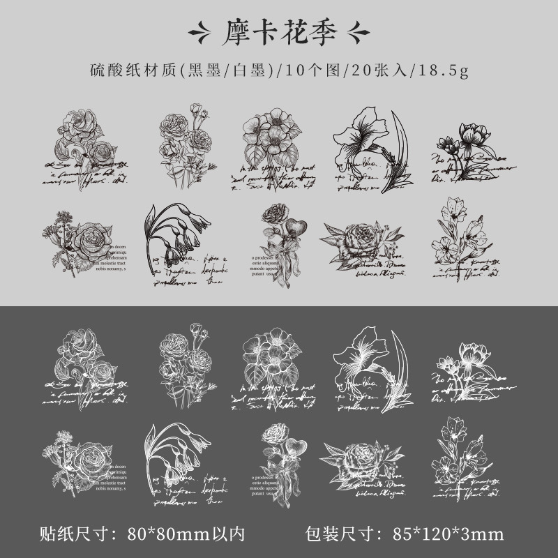 Hualuo papel de sulfato otomano cuentas de mano pegatinas impermeables bolsas diy retro cuentas de mano materiales decorativos pegatinas de papelería para niños