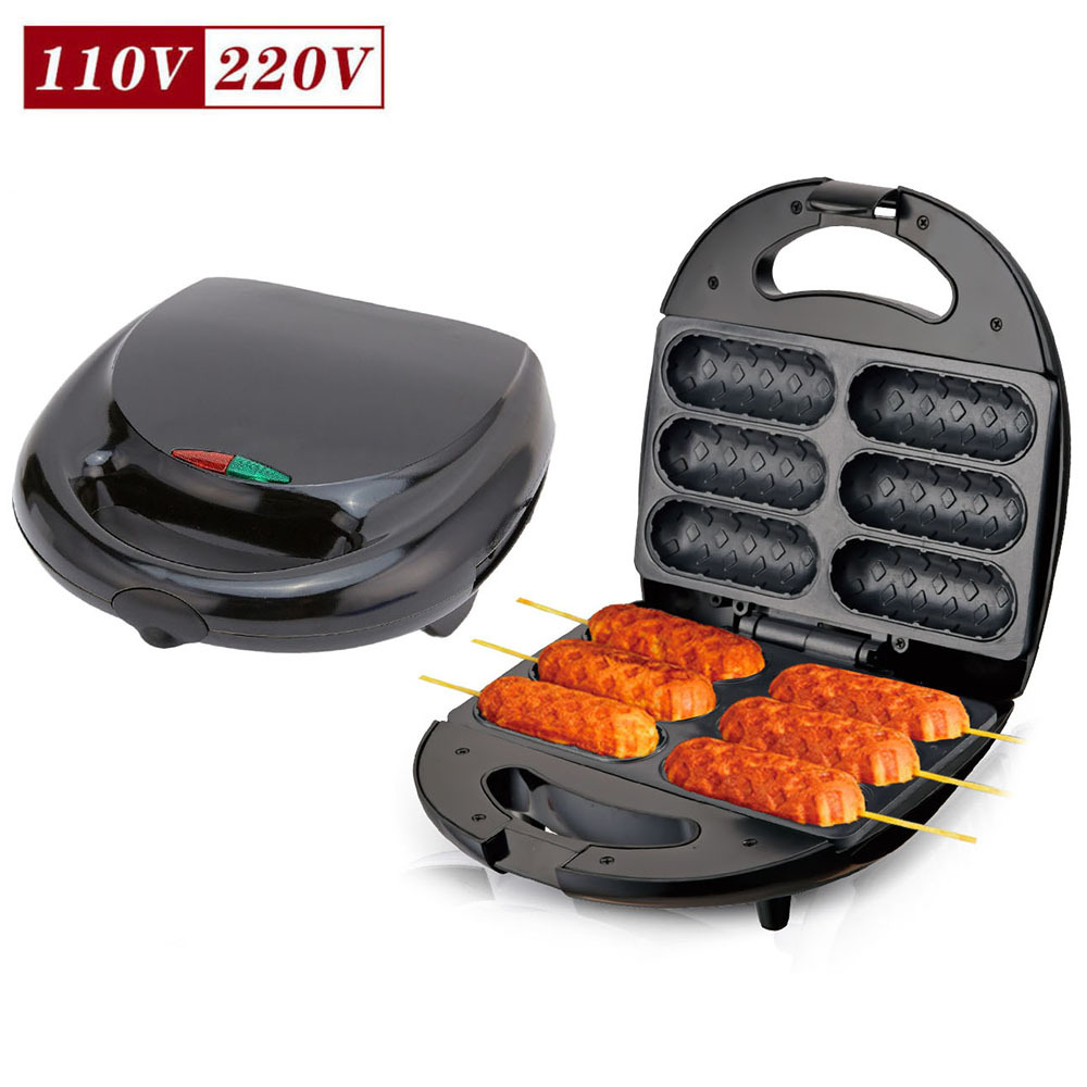 Máquina de hot dogs doméstica estándar estadounidense transfronteriza, máquina de desayuno, máquina de freír, máquina de salchicha a la parrilla, puesto de pastel eléctrico, máquina de perro caliente