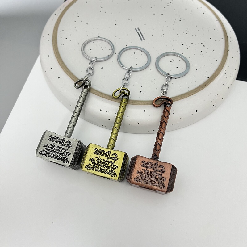 Thor's Hammer Keychain European and American Movie and Tv Merchandise Thor's Hammer Alloy Pendant Avengers Cross-Border Wholesale Thor's Hammer Keychain European and American Movie and Tv Merchandise Thor's Hammer Alloy Pendant Avengers Cross-Border Wholesale