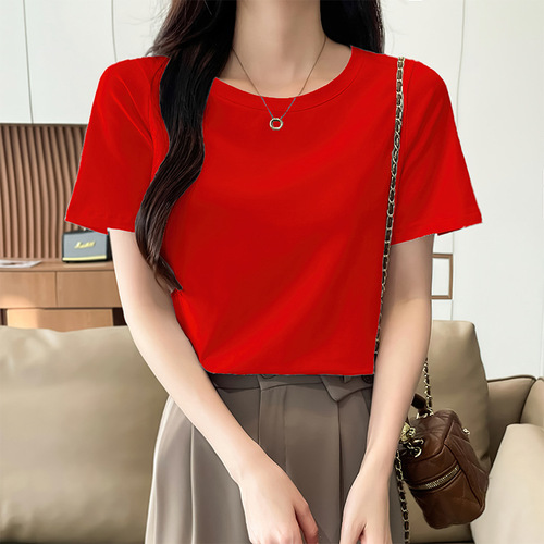 Women's Summer Loose Round Neck Short Sleeve T-Shirt with Smoky Gray Color, 2025 New Korean Style, Advanced Feel, Slimming Half-Sleeve Top