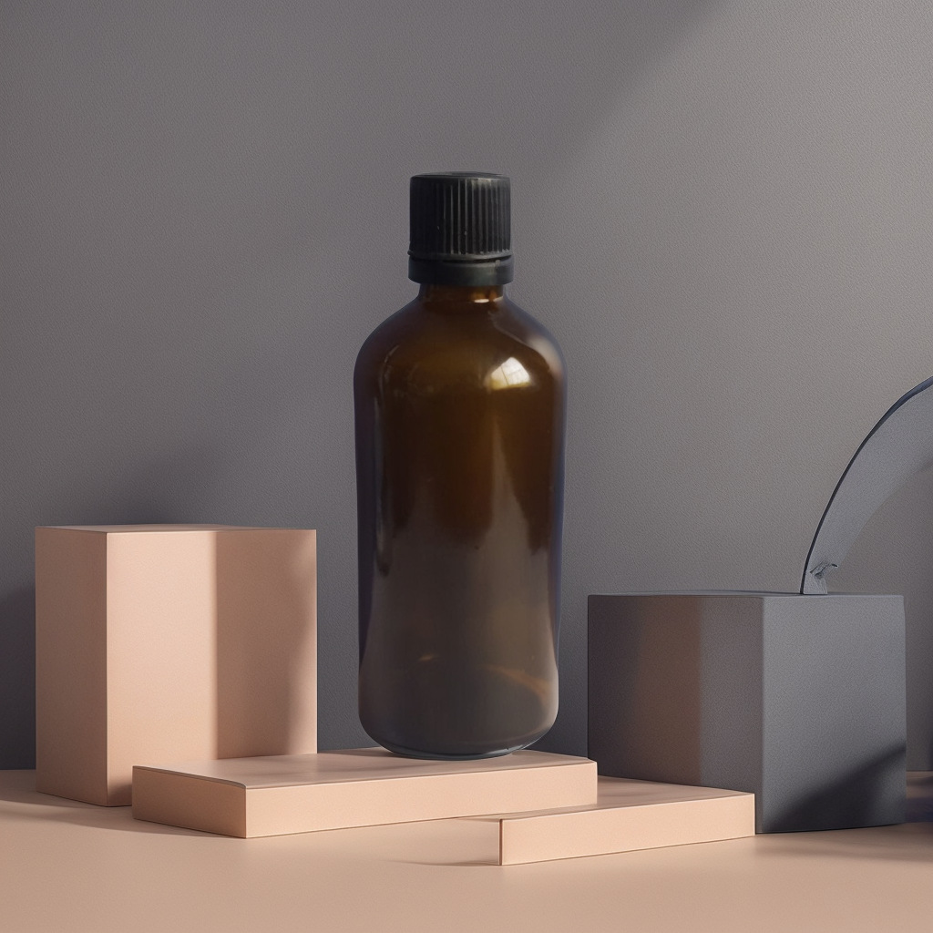 厂家供应100ml棕色精油瓶配套毛刷盖 化妆品玻璃瓶