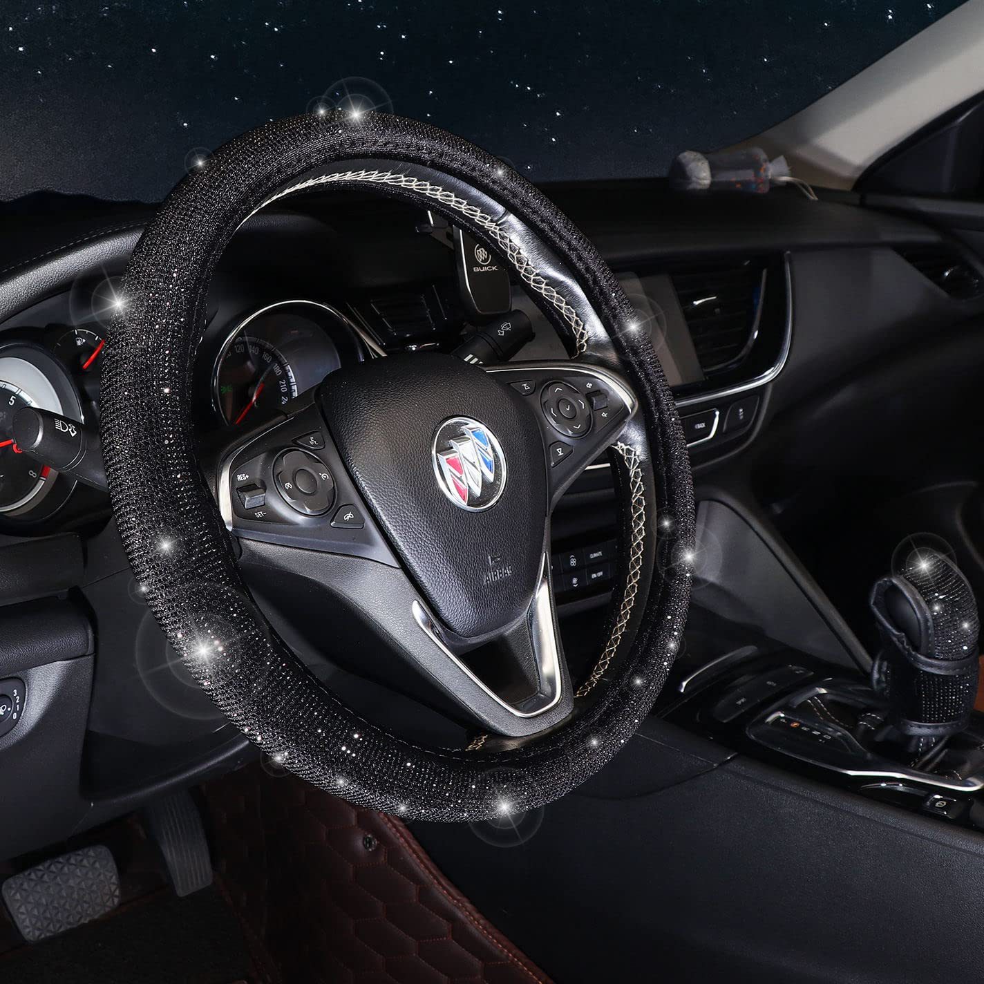 Car Steering Wheel Cover Diamond New Four-Season Universal Seat Belt Cover Multi-Piece Coaster Steering Wheel Protective Cover