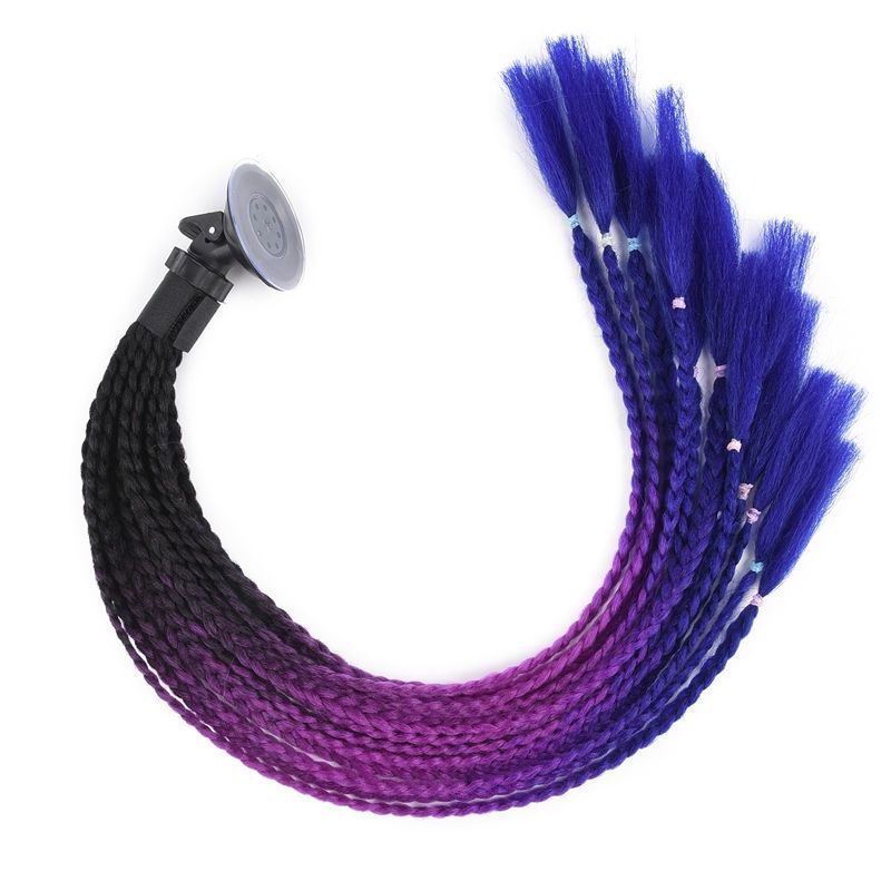 Casco de Motocicleta con Decoración de Peluca Colorida, Trenzas, Doble Cola de Caballo, Estilo Motero, con Ventosa, 60 cm