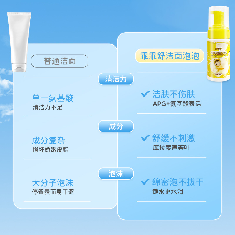 Guaiguai Shu Jie Fideos Bubble Limpiador facial para niños Amino suave y no apretado Limpieza especial para niños de 3 a 12 años
