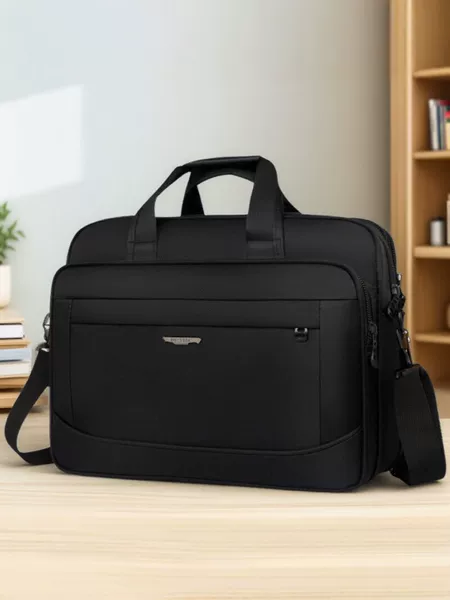 Men's Business Briefcase 15inch Laptop Bag Handheld Crossbody Large Capacity Office Document Bag Oxford Cloth Waterproof Bag