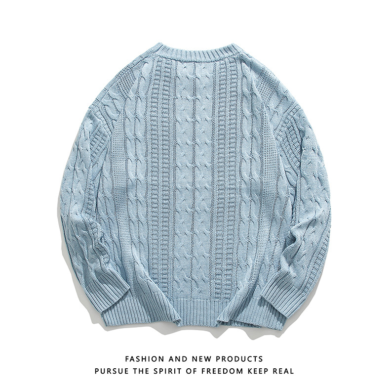 Trendy Men's Knitted Sweater Versatile Solid Colour Winter Style_voghion.com