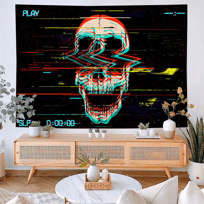 Skeleton Live Indoor Simple Background Cloth Wall Cloth Painting ins Wall Hanging Decoration Bedroom Hanging Cloth_voghion.com