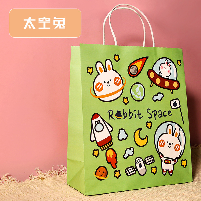 Bolsa de regalo linda de dibujos animados ins bolsa de regalo portátil bolsa de regalo de cumpleaños de papel bolso de tamaño pequeño de tamaño grande y mediano