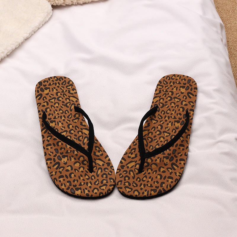 Summer Flip-flops For Women, Home Slippers, Beach Sandals, Cross-border Leopard Print Flat Slippers Wholesale_vogvips.com