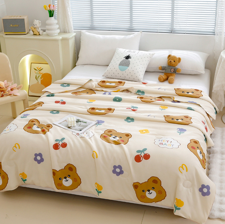 Quilt Cover, Bed Sheet, Four-Piece Set, Summer Single Student Dormitory Three-Piece Set, Brushed Single-Piece Quilt Cover, Cartoon Bedding