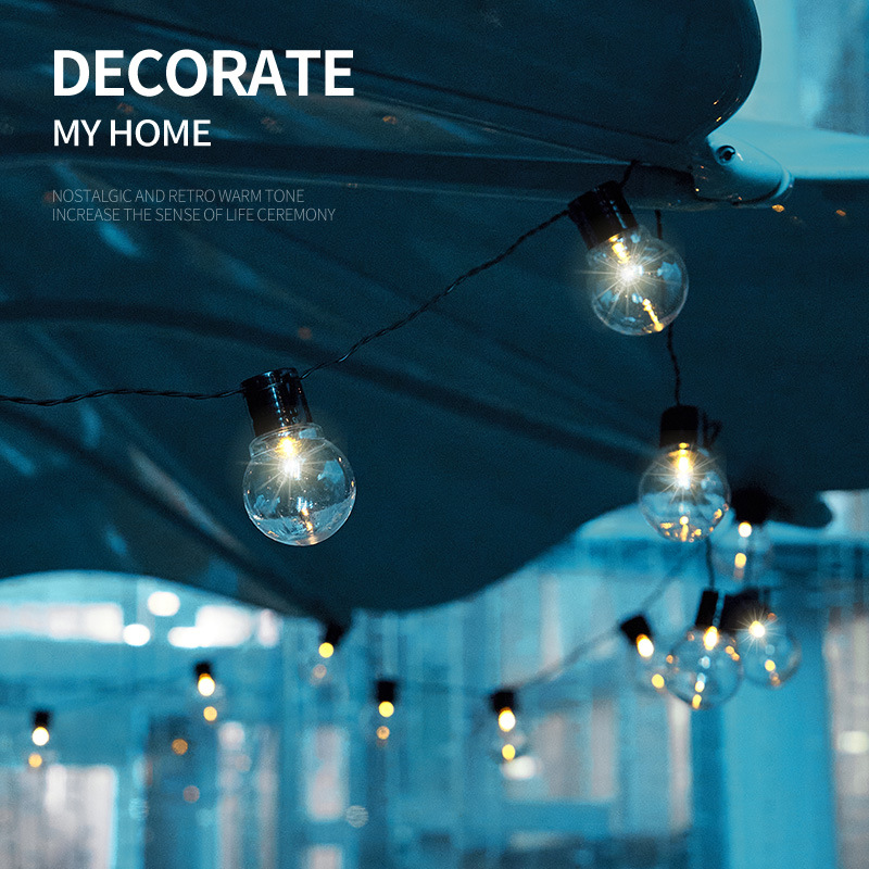 Bombilla LED solar G50 transfronteriza para exteriores, luz decorativa para carpas de camping, luces de ambiente para Navidad, luces navideñas de colores.