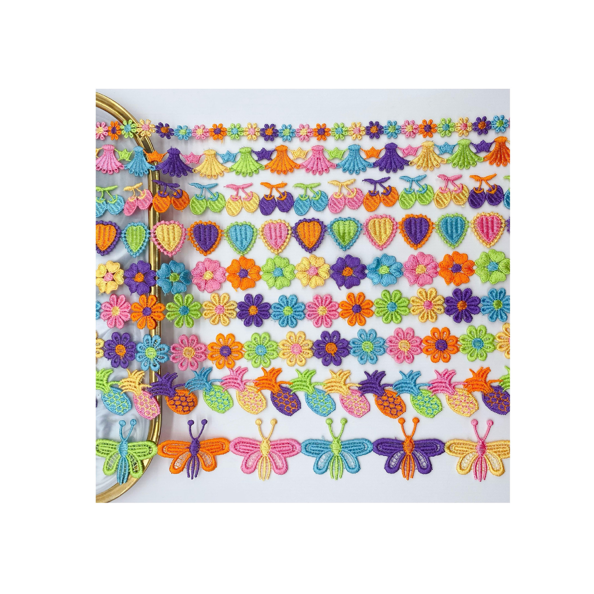 Color de encaje Ropa Decoración Lolita Cuff accesorios amor multicolor poliéster luz código de barras de encaje