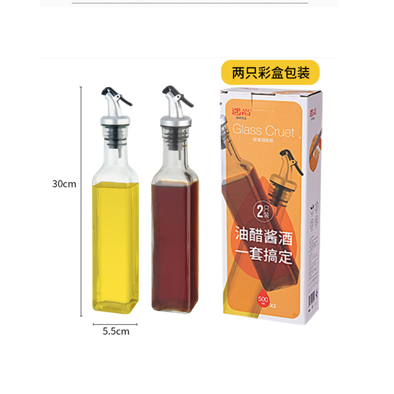 Venta al por mayor botella de aceite de vidrio creativo prensa de aceite de hogar olla de salsa de soja botella de vinagre botella de condimento suministros de cocina botella de aceite de acero inoxidable