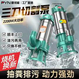 普优能不锈钢污水泵220v抽粪泥浆化粪池抽粪家用小型排污泵抽水泵