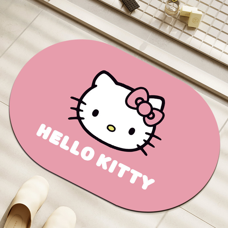 HelloKitty卡通硅藻泥地垫浴室吸水防滑脚垫卫生间耐脏易打理地垫|undefined