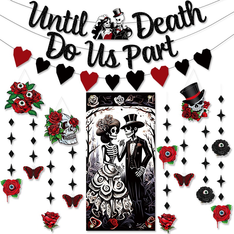 Cross-Border Halloween Decoration Flag Set Gothic Style Wedding Theme Skull Decoration Flag Hanging Decorations Background Cloth Cross-Border Halloween Decoration Flag Set Gothic Style Wedding Theme Skull Decoration Flag Hanging Decorations Background Cloth