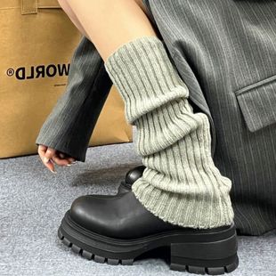 Gray socks women's autumn and winter knitted pile socks show legs thin thick legs hot girls all-match simple leg cover warm socks for women