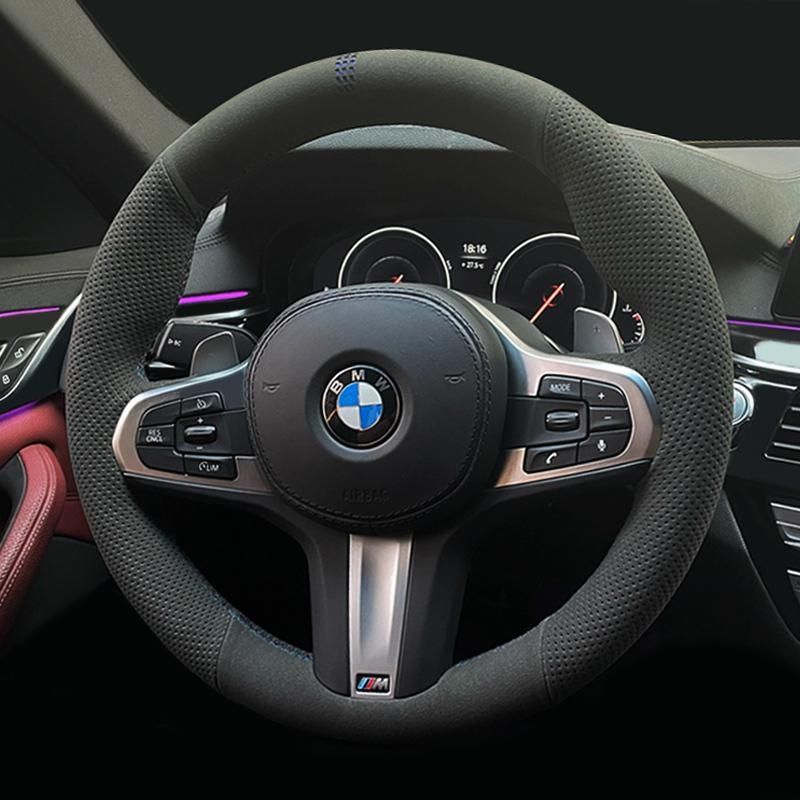 Es adecuado para BMW Serie 5 cubierta de volante de cuero con costura de mano 3 Serie / 1 Serie / 4 Serie / 7 Serie / X3 / X1 / X5 / X6