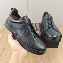 欧洲站新款高端男鞋休闲鞋潮流板鞋时尚懒人真皮一脚蹬网红板鞋