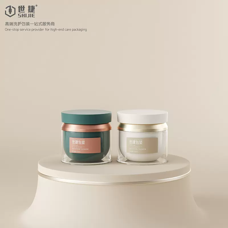 420ml膏体固体电镀瓶身广口罐子塑料美发包材定制螺旋盖子ODM烫金