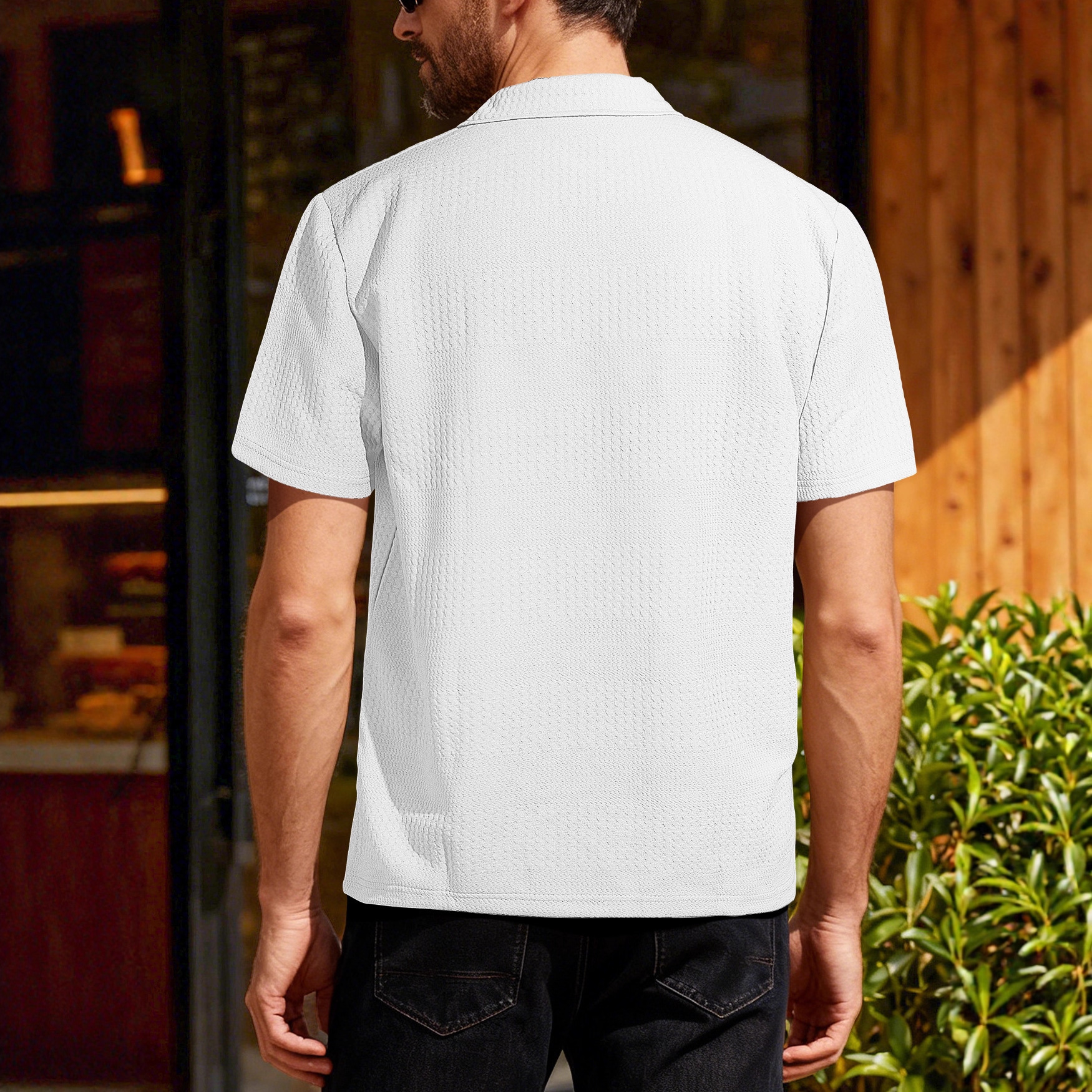 Comercio exterior transfronterizo de verano hombre polo de punto de color sólido botón de solapa camiseta de manga corta casual camiseta para hombre