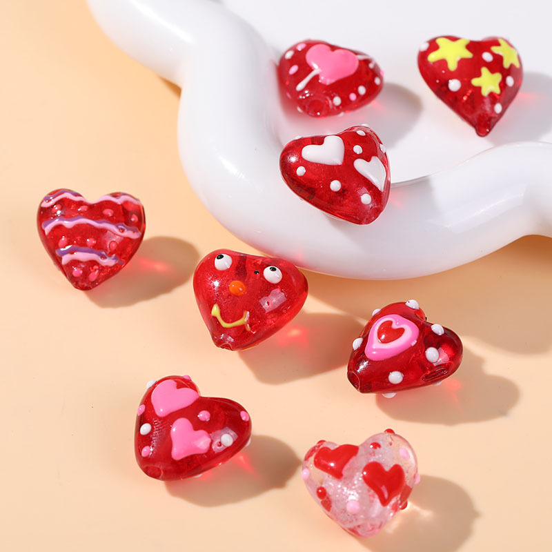 10g Weight Pendant, Beads Jewelry Making Type 20mm Jewelry Making Size DIY Jewelry Accessories Classification 1 Piece Quantity Glass Material Heart Shape Pattern Enamel Design Sweet Style 1 Piece 20mm Glass Heart Shape DIY Jewelry Accessories Pendant Beads 4