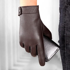 Men's winter warm touch screen business driving cycling stylish faux deer sheepskin lined and thick leather gloves