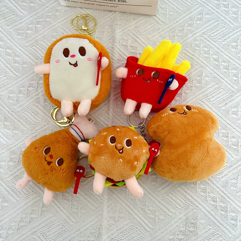 Креативный милый гамбургер фри плюшевый школьный портфель подвеска для гурманов кукла кукла пара брелок