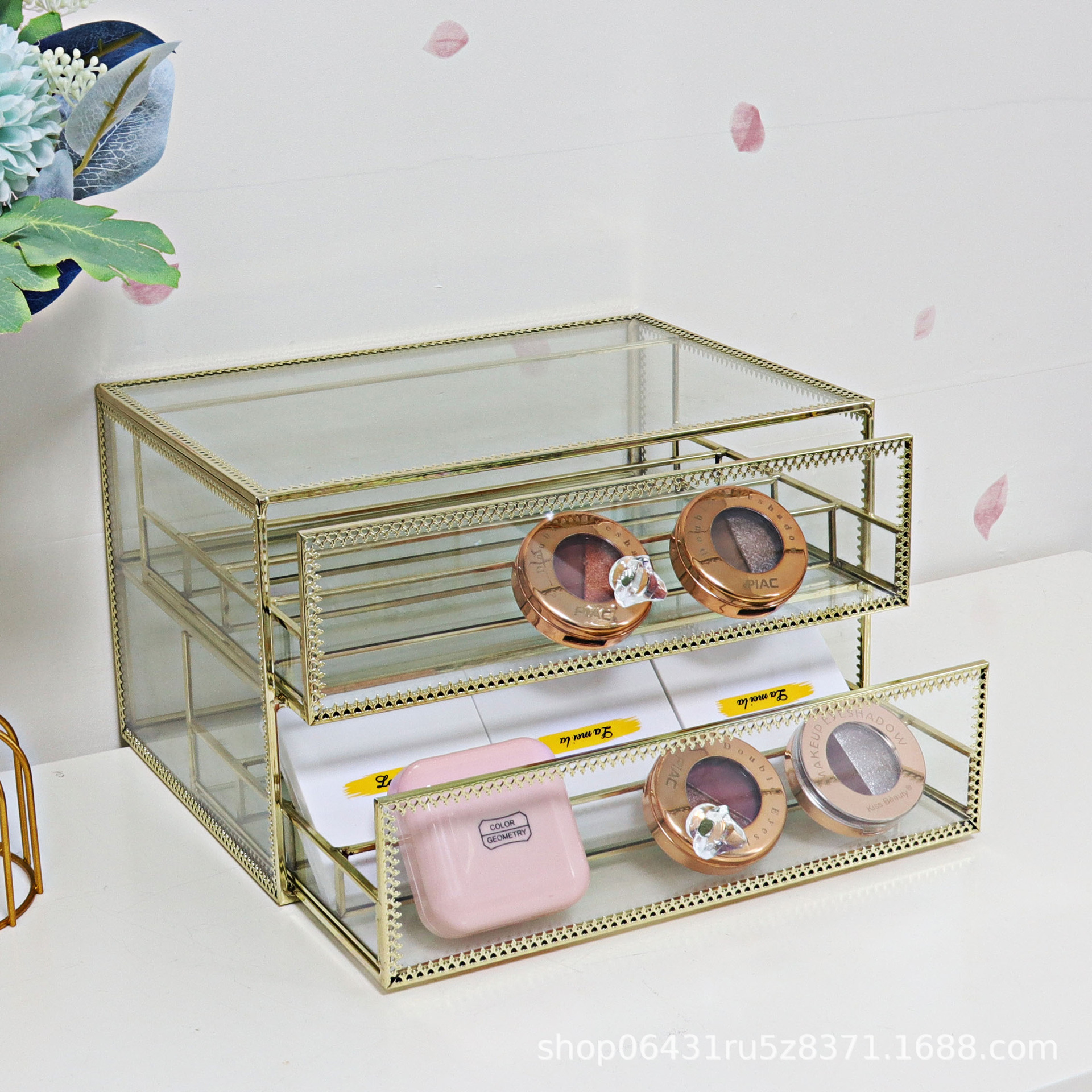 JY-56M-GD 중간 2 층 파우더 박스 25 × 18 × 15.1cm