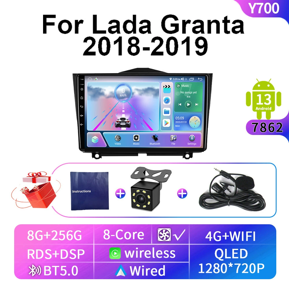 Мультимедиа для автомобиля (Lada Granta) 2018–2019 — Android 13, 9-дюймов, CarPlay и 4G/Wi‑Fi