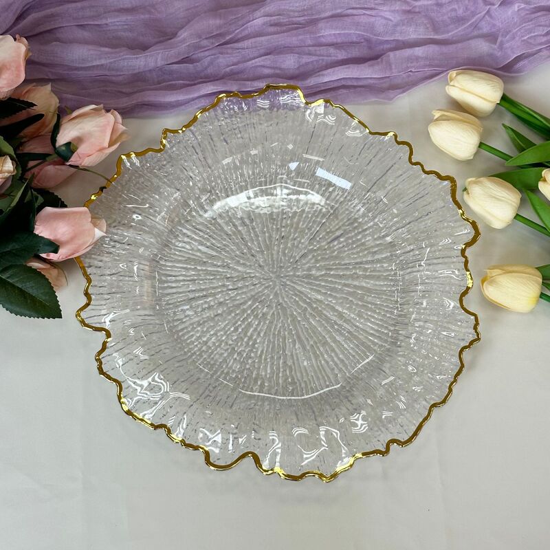 Transparent Phnom Penh Foreign Trade charger plates Lotus Plate Wedding Hotel Party Decorative Plate Light Luxury Fruit Plate