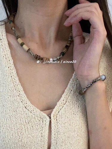 Retro Spot Handmade Vintage Style New Chinese Stone Bead Necklace Design Irregular Retro Choker Bracelet