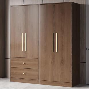Solid Wood Wardrobe Clearance Combination Wardrobe Nordic Style Practical Bedroom Wardrobe Home Four-Door Rental House Wardrobe