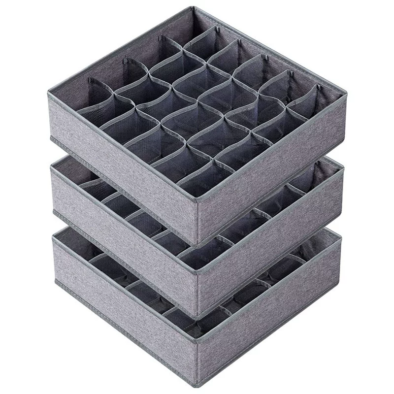 Foldable Sock & Underwear Organizer Box - Cloth Storage with Grid Compartments for Home Use