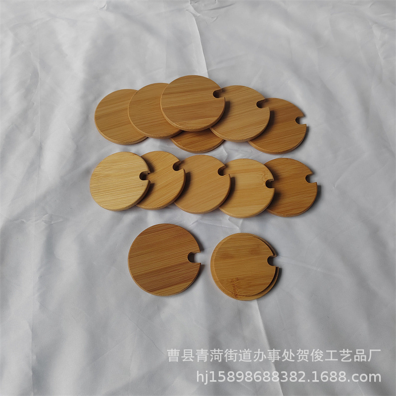 圆形防尘竹盖 奶茶杯竹木盖圆形缺口竹盖厂家加工玻璃罐竹木盖