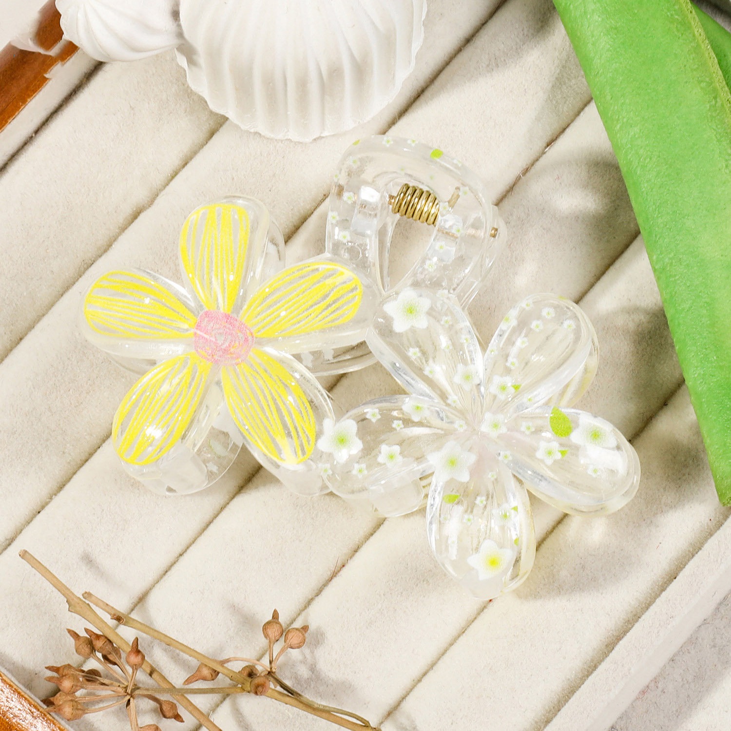 Dulce pequeño fresco graffiti flores agarrando clip de pelo transfronterizo nuevo clip de tiburón detrás de la cabeza clip de pelo adornamiento para el pelo