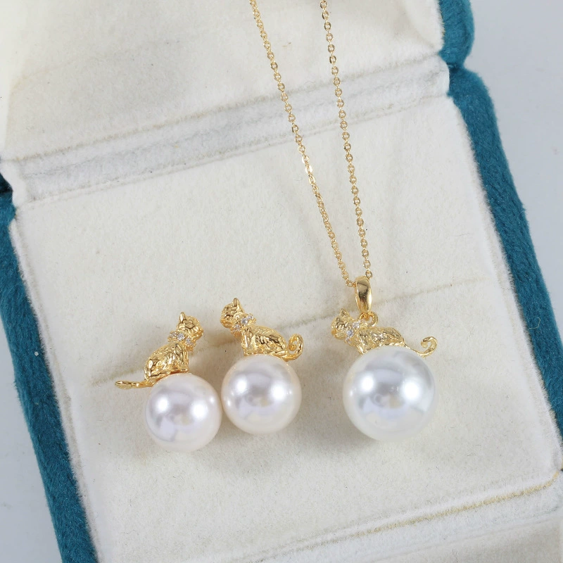 DIY жемчужные аксессуары S925 стерлингового серебра кошка кулон серьги-гвоздики костюм пустые опорные аксессуары нишевые дизайнерские украшения для женщин