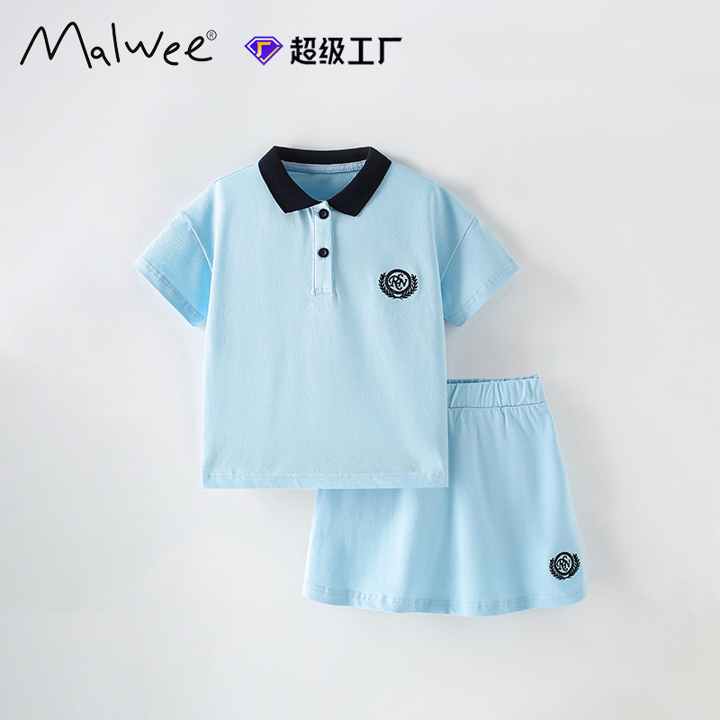 Traje de niña malwee transfronterizo verano nuevo estilo europeo y americano de manga corta casual niña de dos piezas para niños