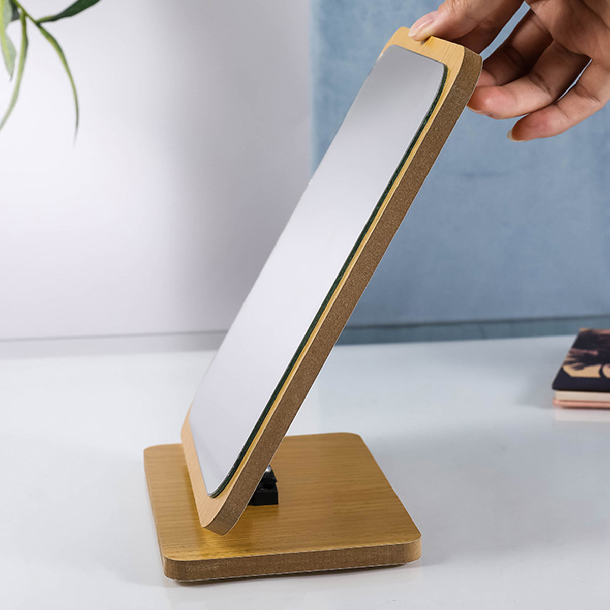 Ou runzhe escritorio espejo de maquillaje tocador de madera de un solo lado espejo de belleza estudiante dormitorio espejo de escritorio al por mayor