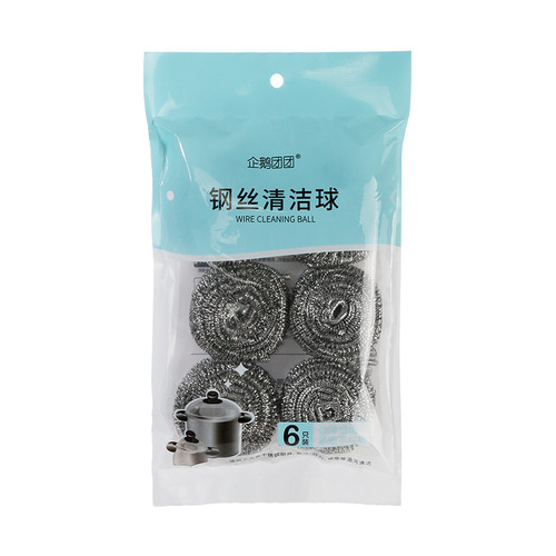 Wholesale stainless steel wire cleaning balls, no residue, dishwashing steel wire balls, kitchen stainless steel household cleaning balls in bags