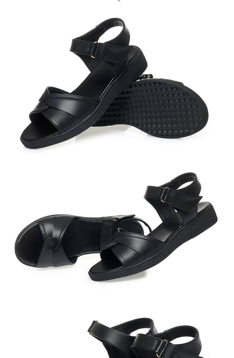 Dép sandal nữ quai chữ V đế bằng chống trượt, đế mềm, size lớn cho mẹ trung niên và cao tuổi đi bên ngoài — Màu be chi tiết 14