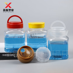 1.0kg スクエアハニージャー 500 グラムリターンポートプラスチックハニーボトル PET 透明ピクルス包装ボトル密封されたスクエアボトル