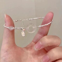 新中式S925纯银白玉髓招财碎银子手链女轻奢气质复古百搭圆珠手串