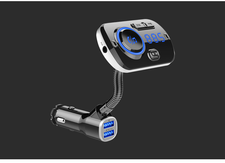 New car-mounted Bluetooth MP3 FM transmitter with QC3.0, colorful ambient lighting, and voice assistant