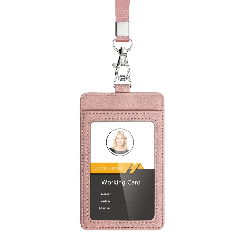 Amazon 新製品本革ワークカードカスタムメイド ID カードホルダーストラップ付き従業員学生学校 ID カードカスタマイズ|undefined